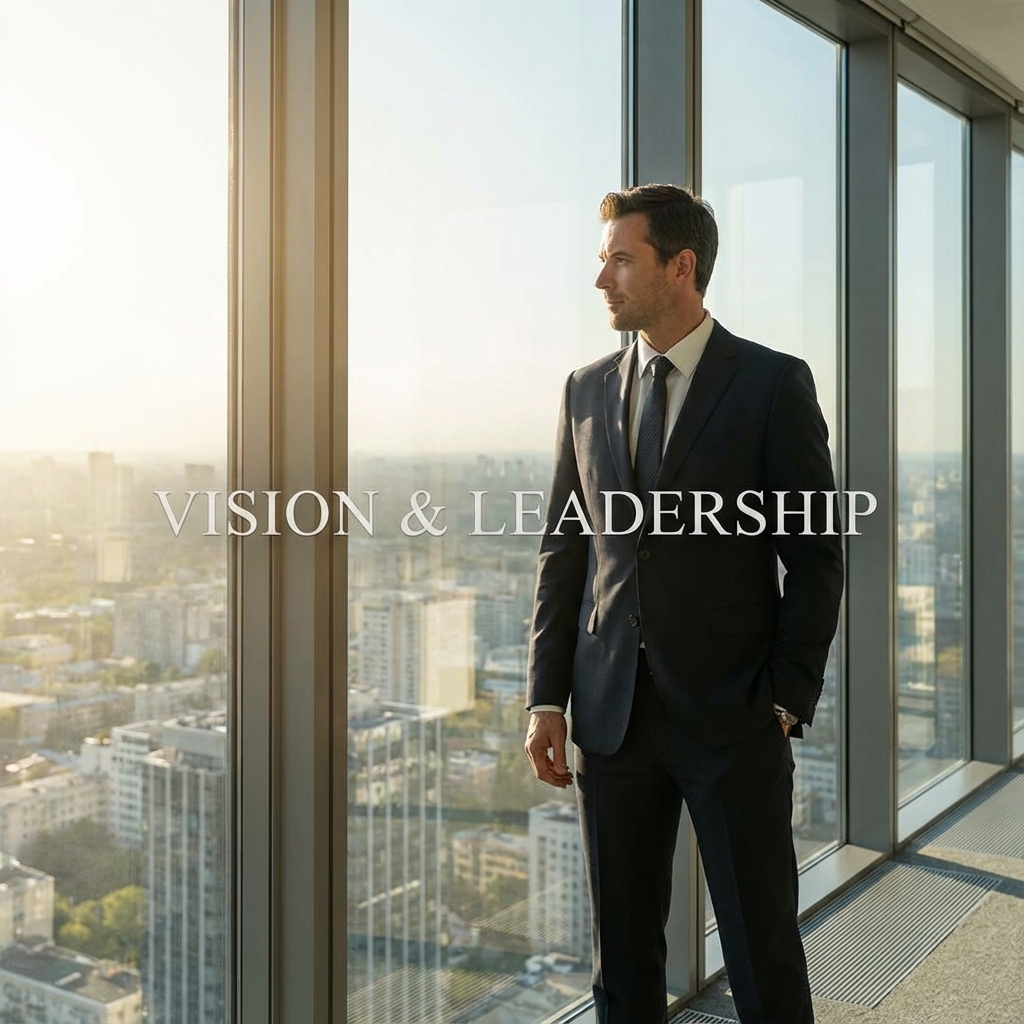 Dirigeant d'entreprise professionnel devant une baie vitrée